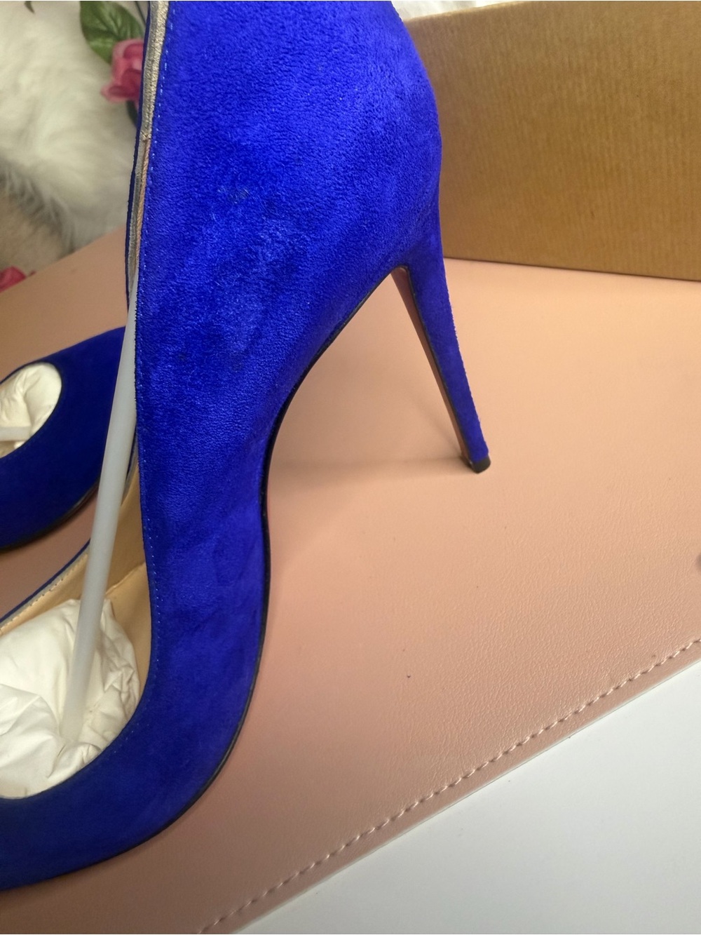 Christian Louboutin Pigalle Follies 100 Elixir Blue Suede Pump Heels 37.5 Box - Picture 12 of 15